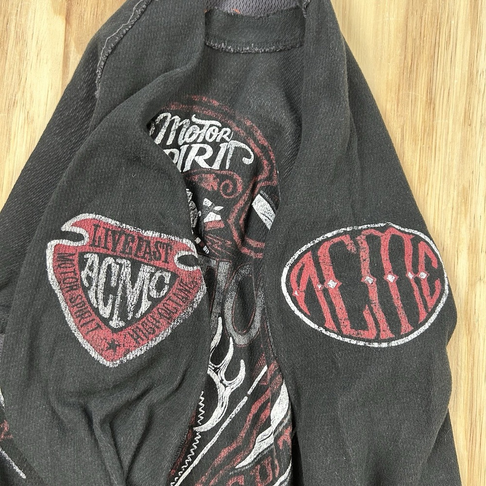Vintage Affliction Men's Large Reversible Thermal Waffle Black Grunge Graphic - Picture 5 of 11